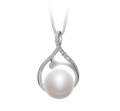 10-11mm di Perle Acqua Dolce Pendente en Daiya Bianco