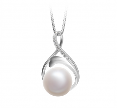 10-11mm di Perle Acqua Dolce Pendente en Daiya Bianco