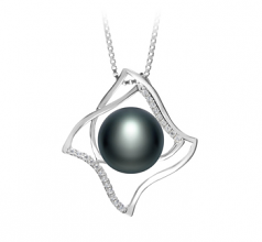 10-11mm di Perle Acqua Dolce Pendente en Freda Nero