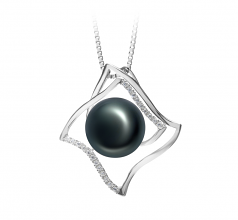 10-11mm di Perle Acqua Dolce Pendente en Freda Nero
