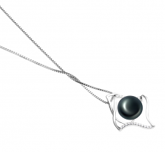 10-11mm di Perle Acqua Dolce Pendente en Freda Nero