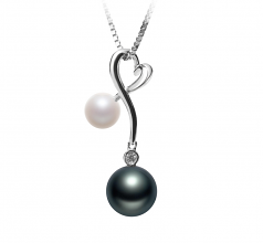 5-8mm di Perle Acqua Dolce Pendente en Anita Nero
