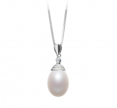 10-11mm di Perle Acqua Dolce Pendente en Kaylee Bianco