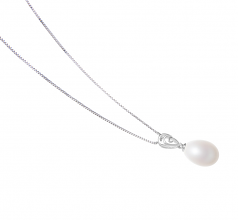 10-11mm di Perle Acqua Dolce Pendente en Fotina Bianco