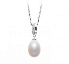 10-11mm di Perle Acqua Dolce Pendente en Karley Bianco