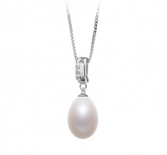 10-11mm di Perle Acqua Dolce Pendente en Karley Bianco