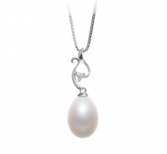 10-11mm di Perle Acqua Dolce Pendente en Benita Bianco