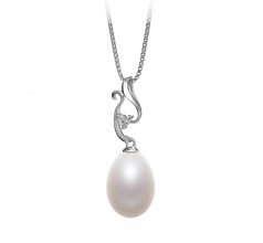 10-11mm di Perle Acqua Dolce Pendente en Benita Bianco