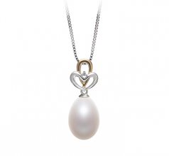 10-11mm di Perle Acqua Dolce Pendente en Aida Bianco