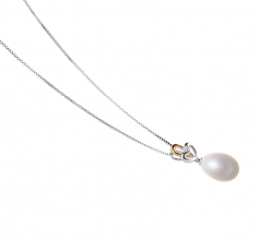 10-11mm di Perle Acqua Dolce Pendente en Aida Bianco