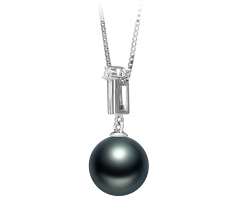 10-11mm Di Tahiti Pendente en Aoife Nero