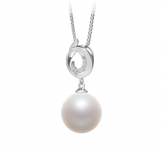 10-11mm di Perle Acqua Dolce Pendente en Linda Bianco