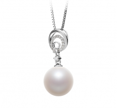 10-11mm di Perle Acqua Dolce Pendente en Meredith Bianco