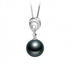 10-11mm Di Tahiti Pendente en Meredith Nero
