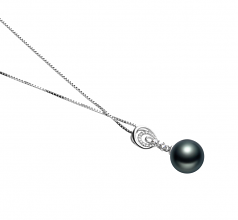 10-11mm Di Tahiti Pendente en Meredith Nero