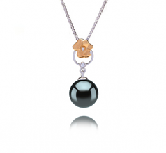 9-10mm Di Tahiti Pendente en Pamela Nero