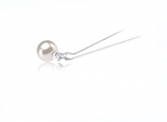 9-10mm di Perle Acqua Dolce Pendente en Lauren Bianco