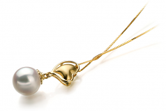 8-9mm Akoya Giapponese Pendente en Cora Bianco