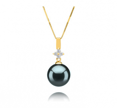 10-11mm Di Tahiti Pendente en Hilda Nero
