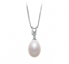 10-11mm di Perle Acqua Dolce Pendente en Pomona Bianco