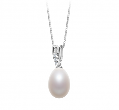 10-11mm di Perle Acqua Dolce Pendente en Pomona Bianco
