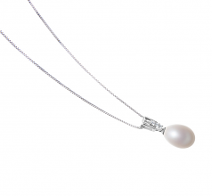 10-11mm di Perle Acqua Dolce Pendente en Pomona Bianco