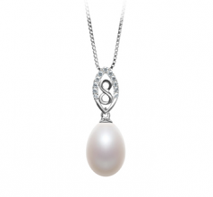 10-11mm di Perle Acqua Dolce Pendente en Olina Bianco