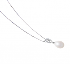 10-11mm di Perle Acqua Dolce Pendente en Olina Bianco