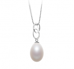10-11mm di Perle Acqua Dolce Pendente en Rabia Bianco