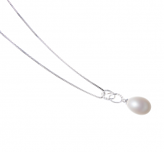 10-11mm di Perle Acqua Dolce Pendente en Rabia Bianco