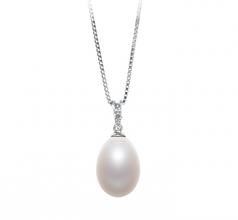 10-11mm di Perle Acqua Dolce Pendente en Salina Bianco