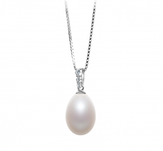 10-11mm di Perle Acqua Dolce Pendente en Salina Bianco