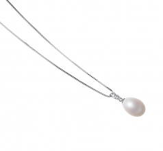 10-11mm di Perle Acqua Dolce Pendente en Salina Bianco