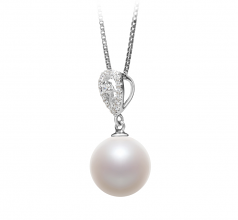 10-11mm di Perle Acqua Dolce Pendente en Regina Bianco