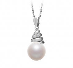 10-11mm di Perle Acqua Dolce Pendente en Romola Bianco