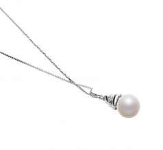 10-11mm di Perle Acqua Dolce Pendente en Romola Bianco