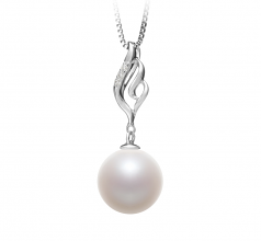 10-11mm di Perle Acqua Dolce Pendente en Loretta Bianco