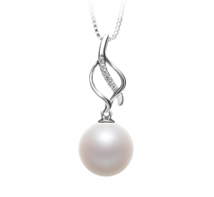10-11mm di Perle Acqua Dolce Pendente en Leah Bianco