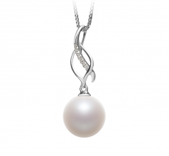 10-11mm di Perle Acqua Dolce Pendente en Leah Bianco
