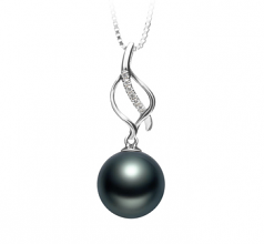 10-11mm Di Tahiti Pendente en Leah Nero