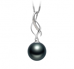 10-11mm Di Tahiti Pendente en Leah Nero