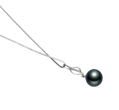 10-11mm Di Tahiti Pendente en Leah Nero