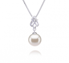 9-10mm di Perle Acqua Dolce Pendente en Merina Bianco