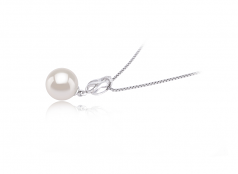 9-10mm di Perle Acqua Dolce Pendente en Merina Bianco