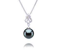 9-10mm Di Tahiti Pendente en Merina Nero