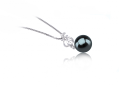 9-10mm Di Tahiti Pendente en Merina Nero