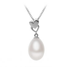 10-11mm di Perle Acqua Dolce Pendente en Rea Bianco