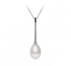 10-11mm di Perle Acqua Dolce Pendente en Adra Bianco