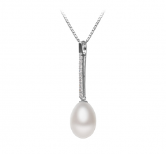 10-11mm di Perle Acqua Dolce Pendente en Adra Bianco