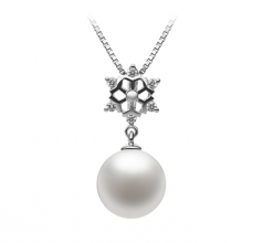 10-11mm di Perle Acqua Dolce Pendente en Neve Bianco
